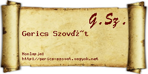 Gerics Szovát névjegykártya